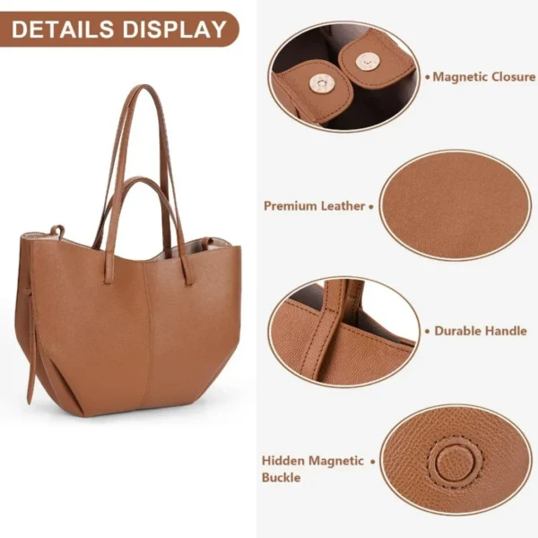 Sac à main en similicuir pour dames, sac de travail chaud, sac à main fourre-tout à la mode, portefeuille, sac Polen lancé d'automne, fermeture à structure magnétique – Image 3