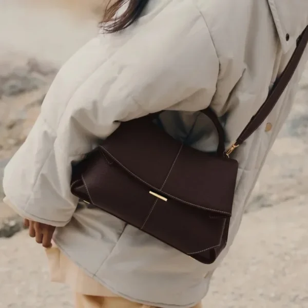 Sac Polen en Cuir group, NicheMokki Français, à la Mode, Vintage, Simple Initié, Incliné, Sous les Bras – Image 2