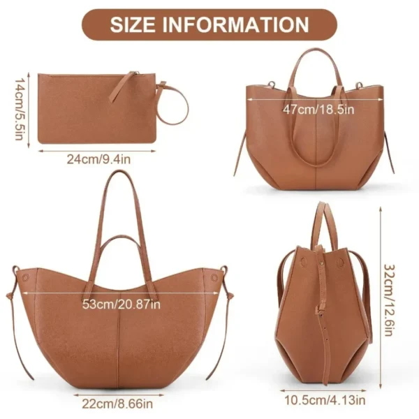 Sac à main en similicuir pour dames, sac de travail chaud, sac à main fourre-tout à la mode, portefeuille, sac Polen lancé d'automne, fermeture à structure magnétique – Image 4